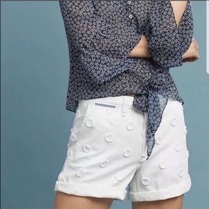 Anthropologie chino white dot shorts